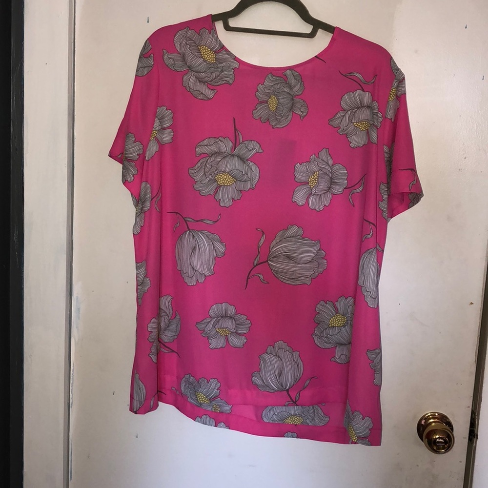 Pink flower blouse.